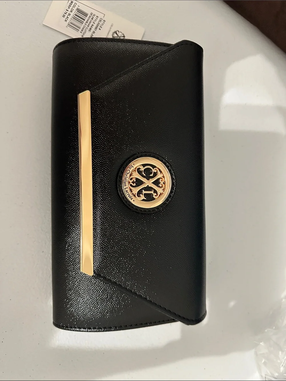 Christian Lacroix Black Wallet with Gold Emblem